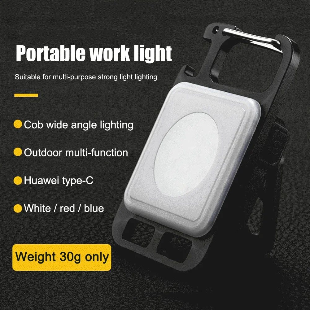 Mini Flashlight Work LED Light Rechargeable Lamp Pocket COB Keychain Portable Flashlight Outdoor Camping Small Light Corkscrew