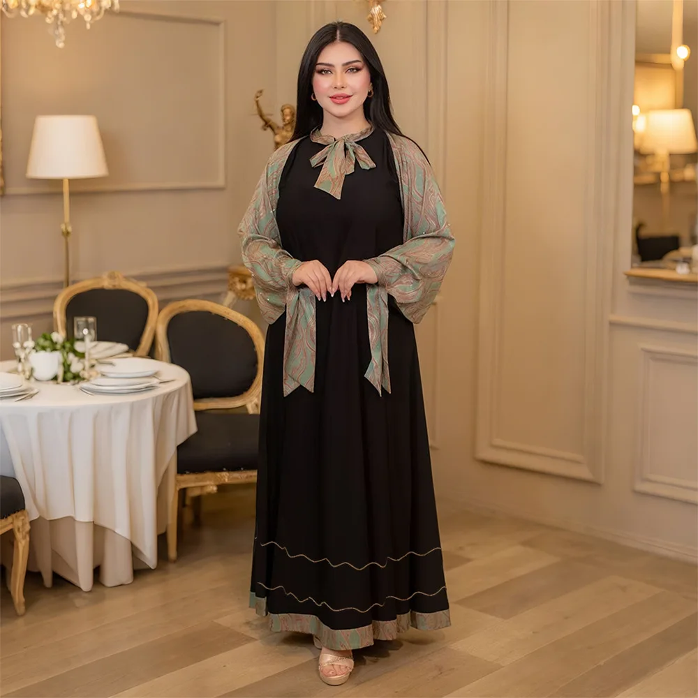 

Long Maxi Abaya Dresses for Women Diamonds Muslim Modest Long Dress Turkey Kaftan Islamic Vacation Gown Robe Musulmane Vestidos