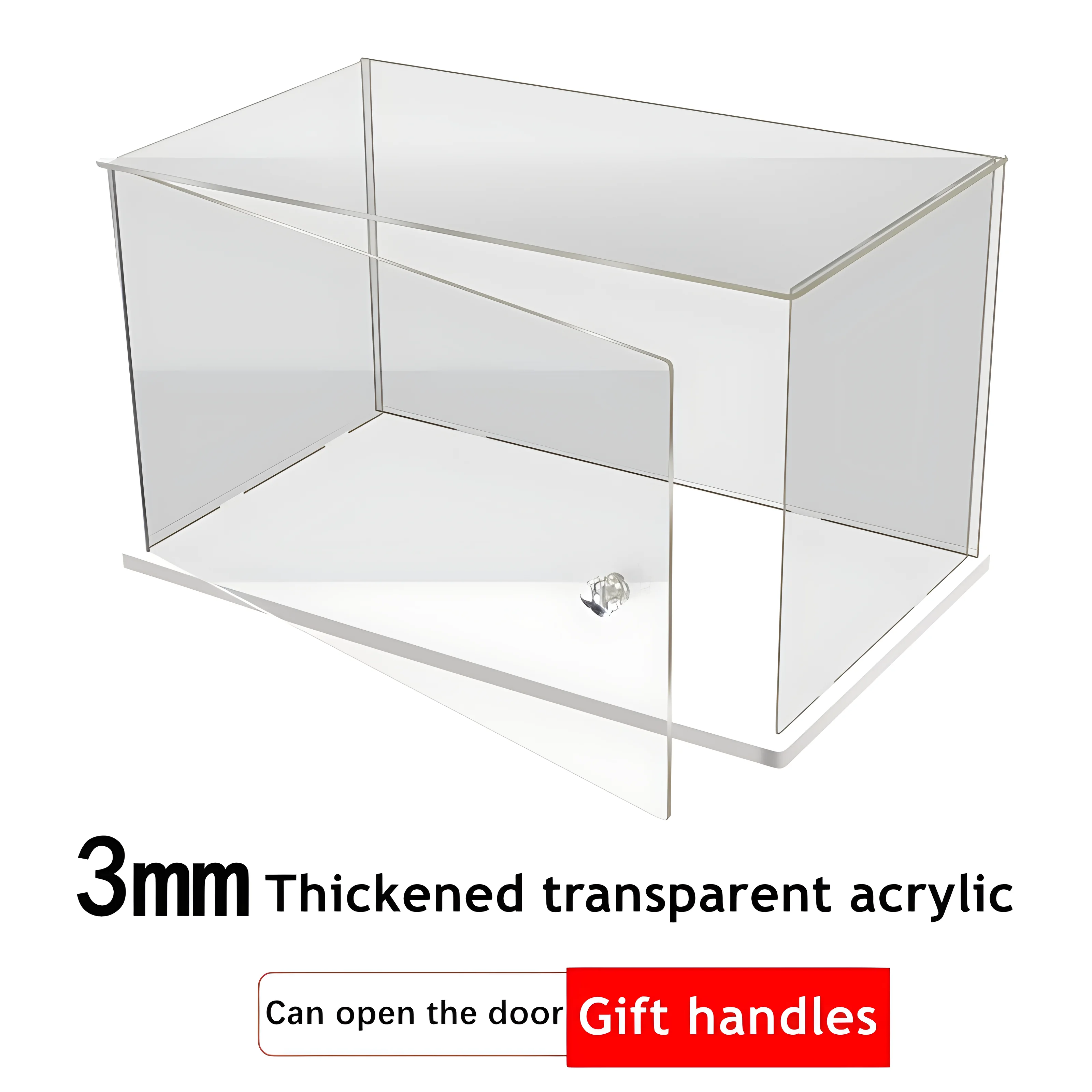 Présentoir en acrylique transparent 1 pièce, support de boîte d'affichage avec Base blanche, avec porte, vitrine de Protection anti-poussière pour objets de collection