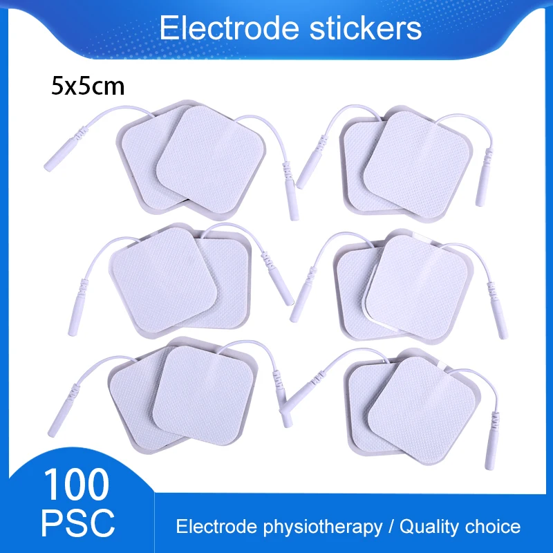 

100pcs 5x5cm Electrode Pads Tens Electrodes For Tens Acupuncture Physiotherapy Machine Ems Nerve Muscle Stimulator 2mm Plug