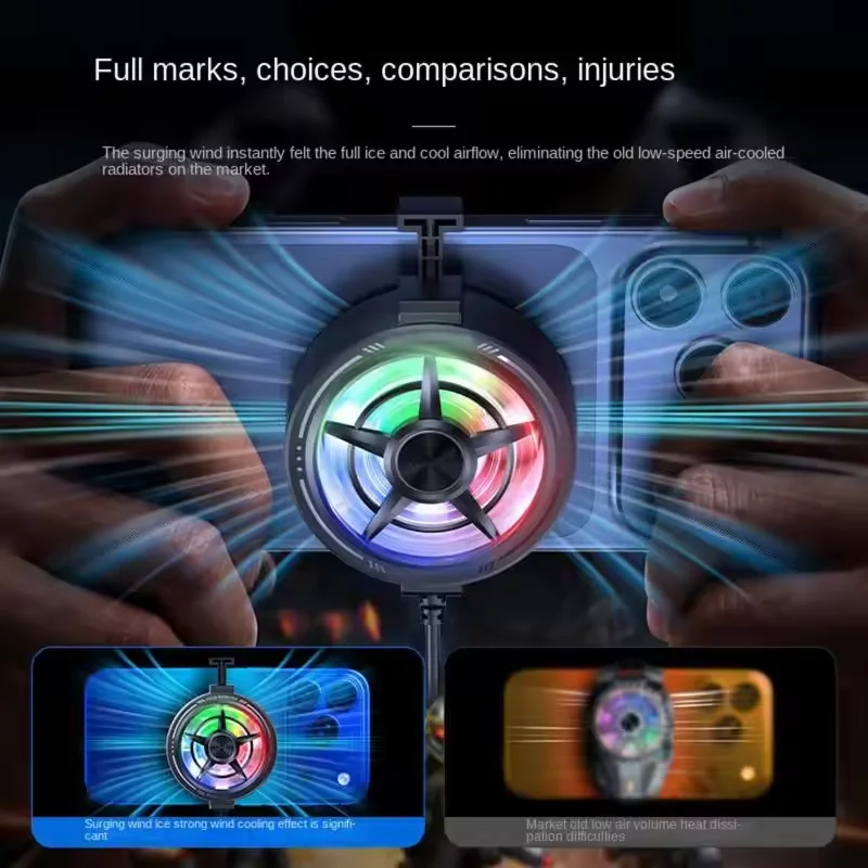 Photography Lighting Game - 2026年型、USB電源入力対応、スマート温度制御機能、RGB LEDライト搭載のゲーミング用スマートフォン冷却ファン。没入感あふれるゲーム体験を実現。