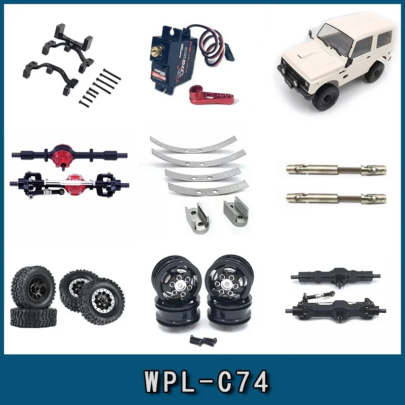 Naughty Dragon wpl C74 Jimny metal axle front and rear axle drive shaft wheel hub steering gear modification  rc accessories