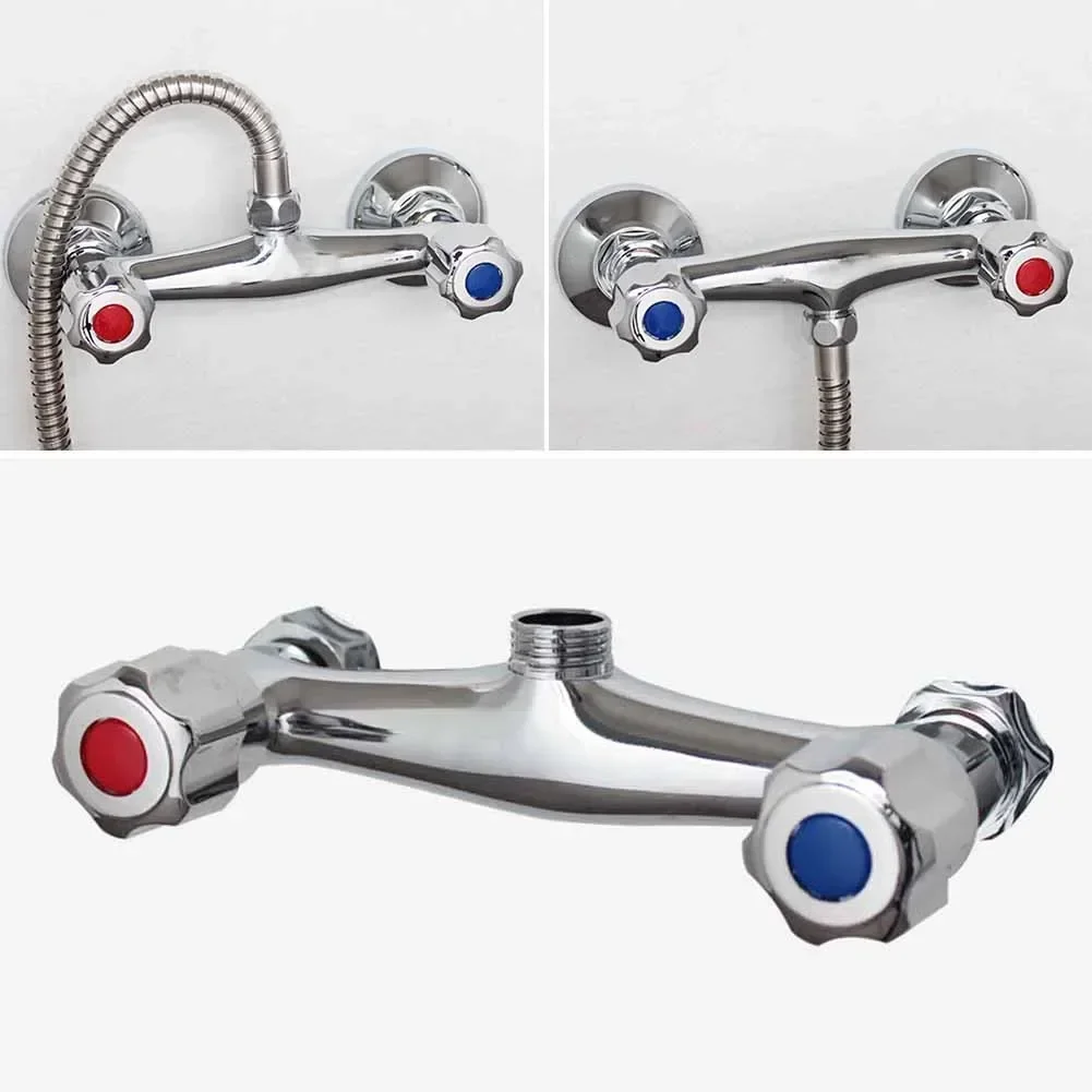 

1PCS Shower Mixer Tap Copper Chrome Cold And Hot Twin Outlet In Wall Style Faucet For Bathroom Bar Kitchen Anti-reflux Tap