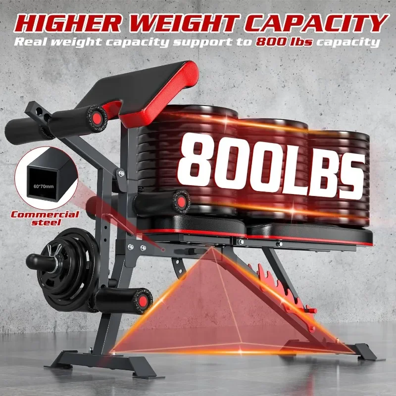 

Fostoy Adjustable Weight Bench Press, 800lbs Load Workout Bench with Leg Extension and Preacher Pad, Flat/Incline