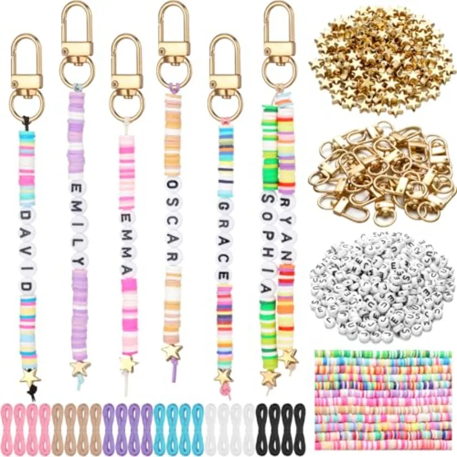 

4948 Pcs DIY Friendship Bead Keychain Kit Name Key Chain Making Crafts Friendship Gifts Adjustable Letter Beads Alphabet Jewelr