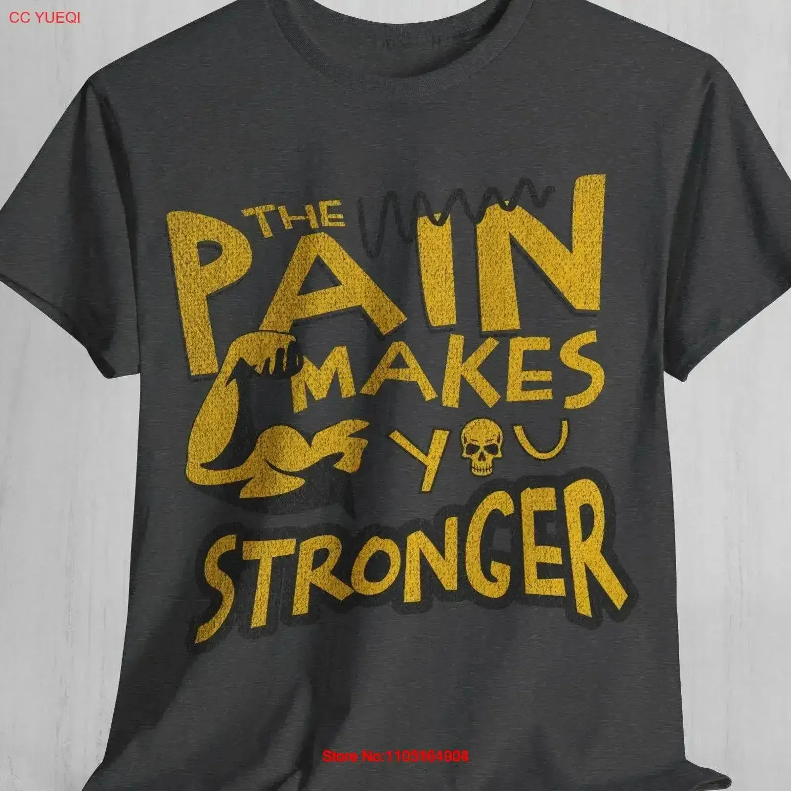 Camiseta de motivación para Fitness, dolor en el gimnasio te hace más fuerte, entrenamiento, inspiración, ropa de ejercicio, vintage, lavado, versátil, vintage