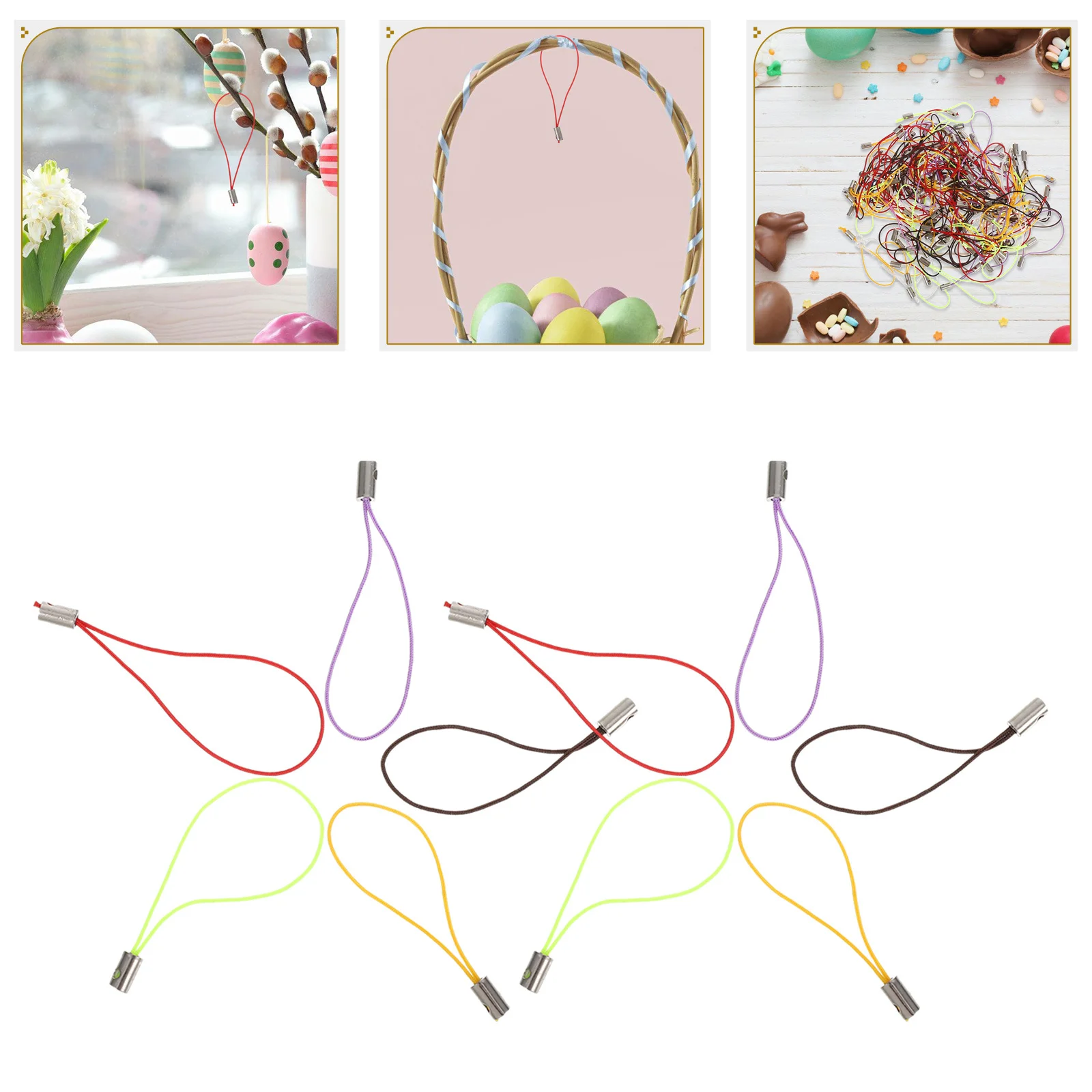 

100Sets DIY Easter Egg Hanging Lanyard Hook Phone Strap Charm Bag Pendant Decoration Mobile Phone Accessories Craft