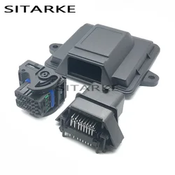 1 Set 32 Pin Way ECU Auto Plastic Enclosure Box Pcb Case Shell With Mating Male And Female Molex Connector Terminals