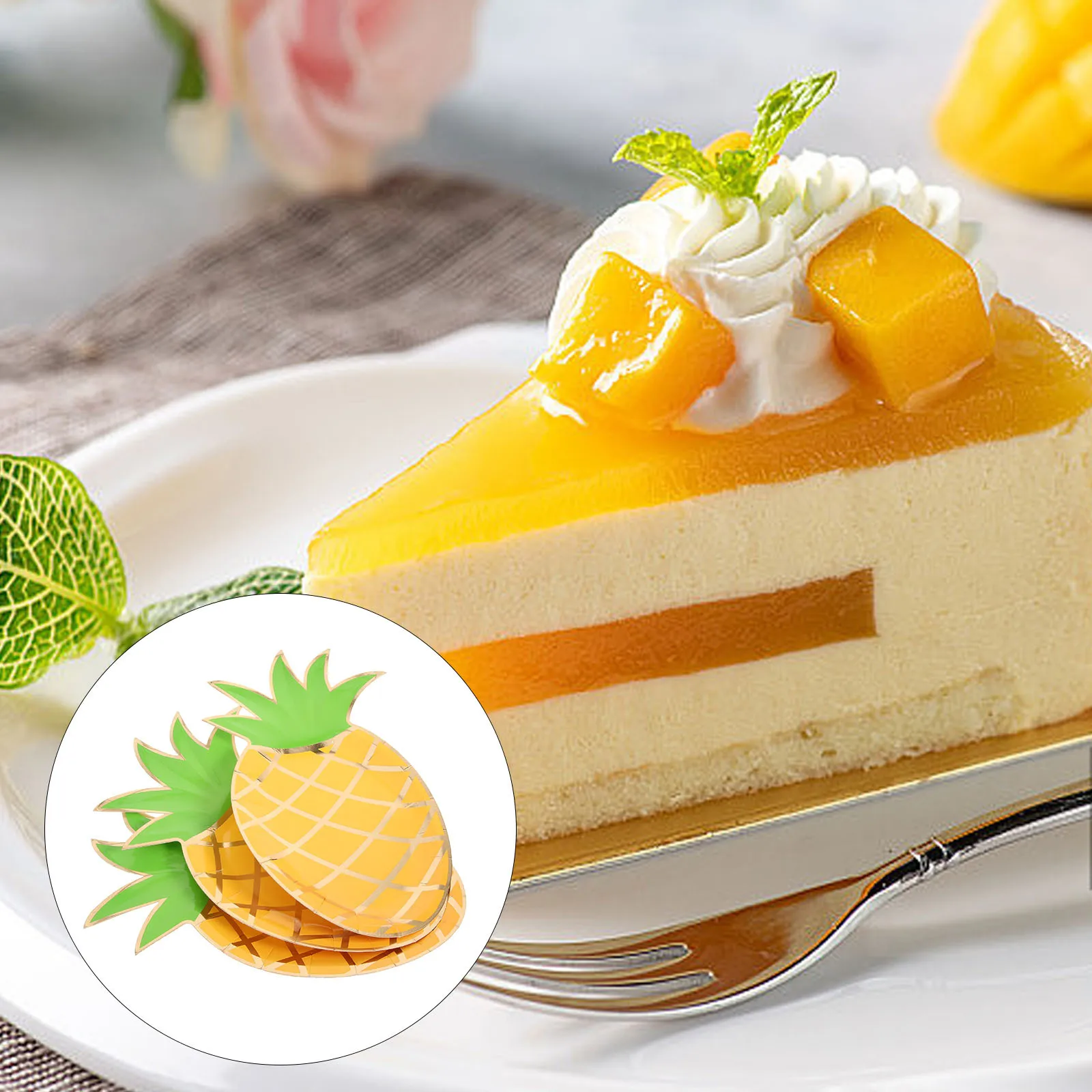 

8Pcs Pineapple Disposable Paper Plates Summer Party Tableware Birthday Baby Shower Wedding Party Supplies Disposable Plates