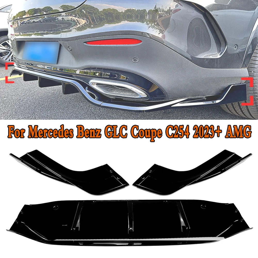 

For Mercedes Benz GLC Coupe C254 2023+ AMG Rear Bumper Lip Diffuser Spoiler Splitter Protector Car Styling Auto Accessories