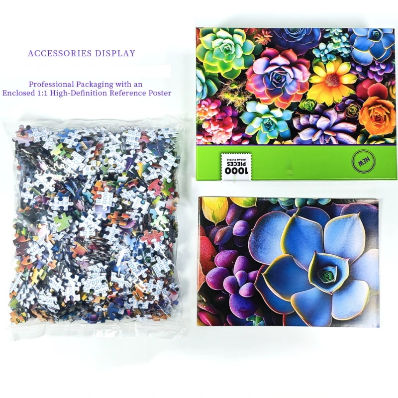 1000 Pieces of Succulent Collection Pattern Decorative Painting Puzzle Decompression High Difficulty Plane Puzzle