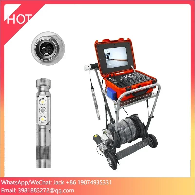 

Electric Winch System Well Industrial Pipe Inspection Waterproof Dual Borehole 150m 360 Degree Rotatio Camera HD