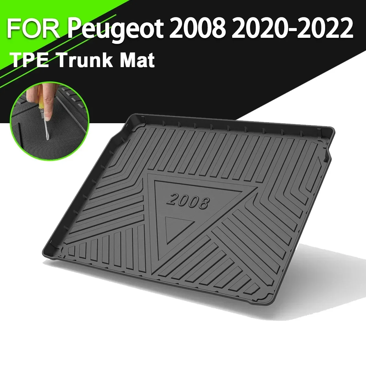

Car Rear Trunk Cover Mat Rubber TPE Non-Slip Waterproof Cargo Liner Accessories For Peugeot 2008 2020-2022