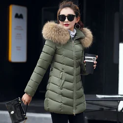 2023 Winter Cotton Padded Hooded Fur Long Jacket Women Big Fur Parka Casual Coat Thick Snow Windbreaker