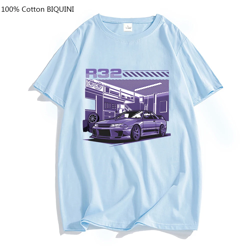 R32 Purple Drift Car T Shirt Men Summer Short Sleeve Tee Hip Hop T-shirt for Male Harajuku Top Funny Streetwear Cotton