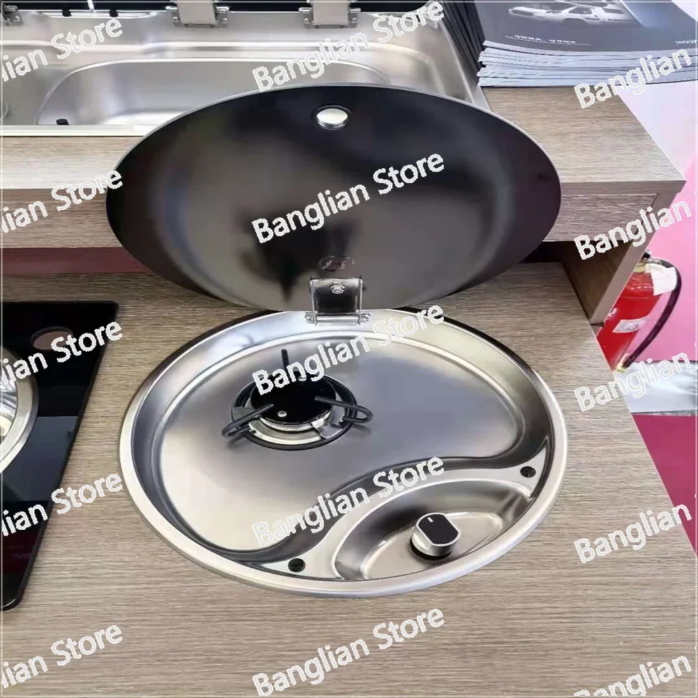 Burner Gas Stove Hob Glass Lid 1*1.8KW 340*340*110mm Boat Caravan RV