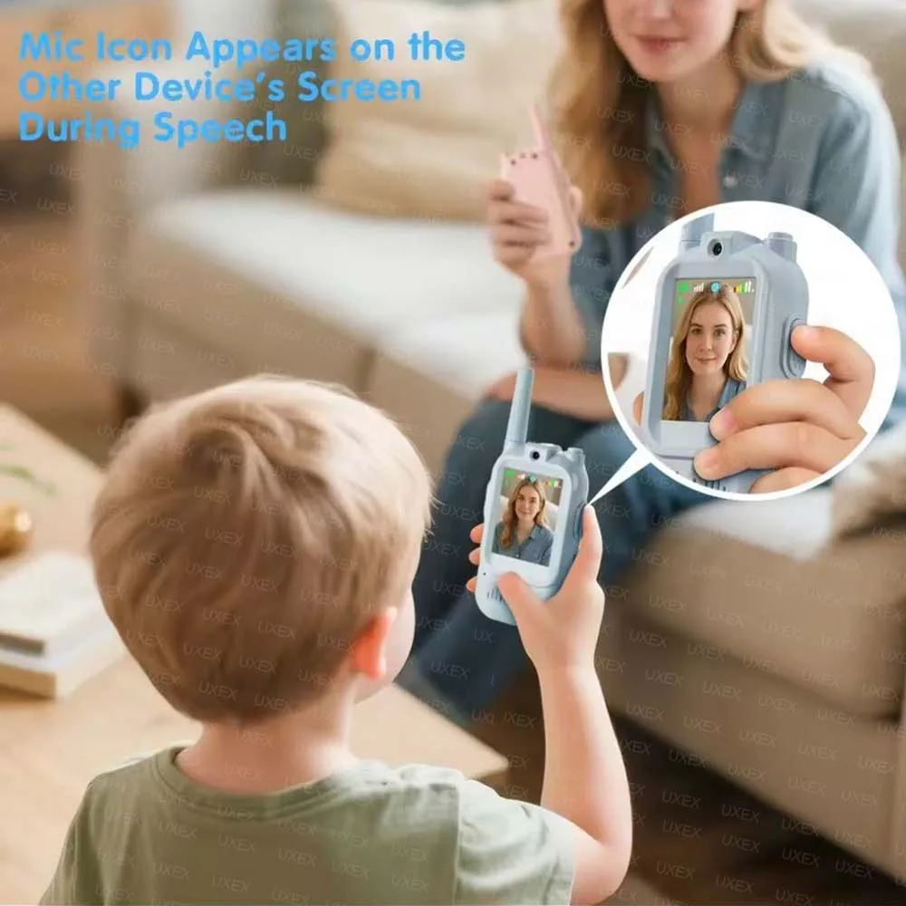جهاز اتصال داخلي عبر الفيديو للأطفال بشاشة عالية الوضوح مقاس 2 بوصة خطوط صوتية قابلة لإعادة الشحن بنقرة واحدة اتصال داخلي كرتوني هدية للأطفال