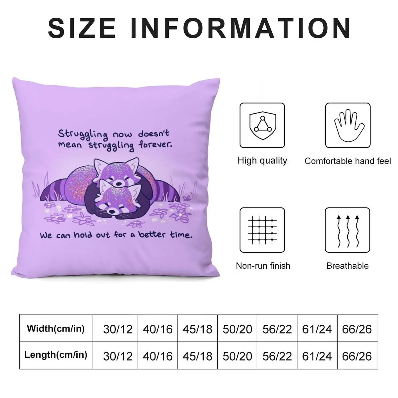 Struggling now doesn't mean struggling forever Cuddling Purple Red Pandas Throw Pillow ornamental pillows Pillow Cover pillow