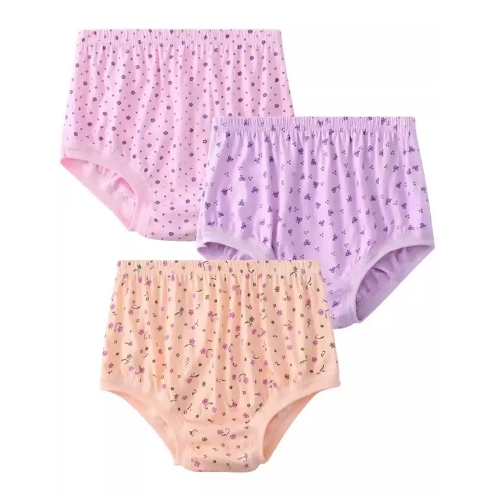 

5PCS High Waist Flower Cotton Panties Underpants Breathable Elderly Plus Size Briefs Middle Aged Lingerie Women Underwear Female