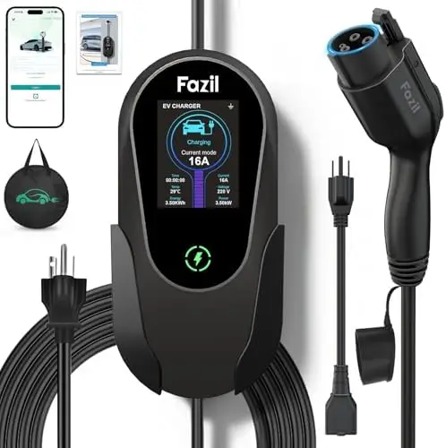 

Level 1/2 EV Charger, 26FT Cable, 16A Smart Charging with App & Dual Adapters, Portable J1772 EV Charger