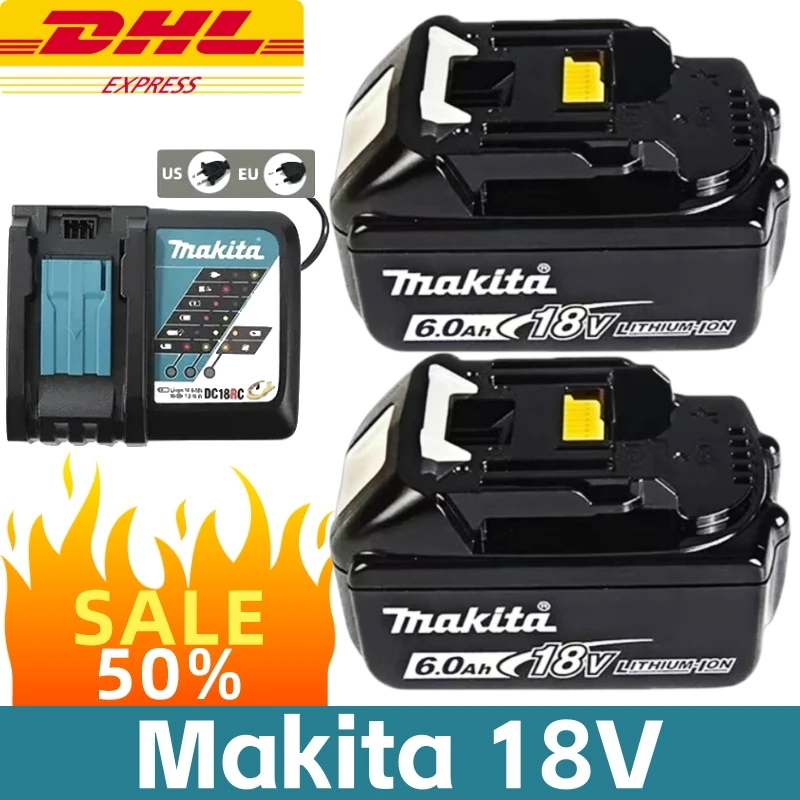 

Makita 18V Battery 6Ah, Compatible with Batterie Makita 18V Tools, Long Lifespan