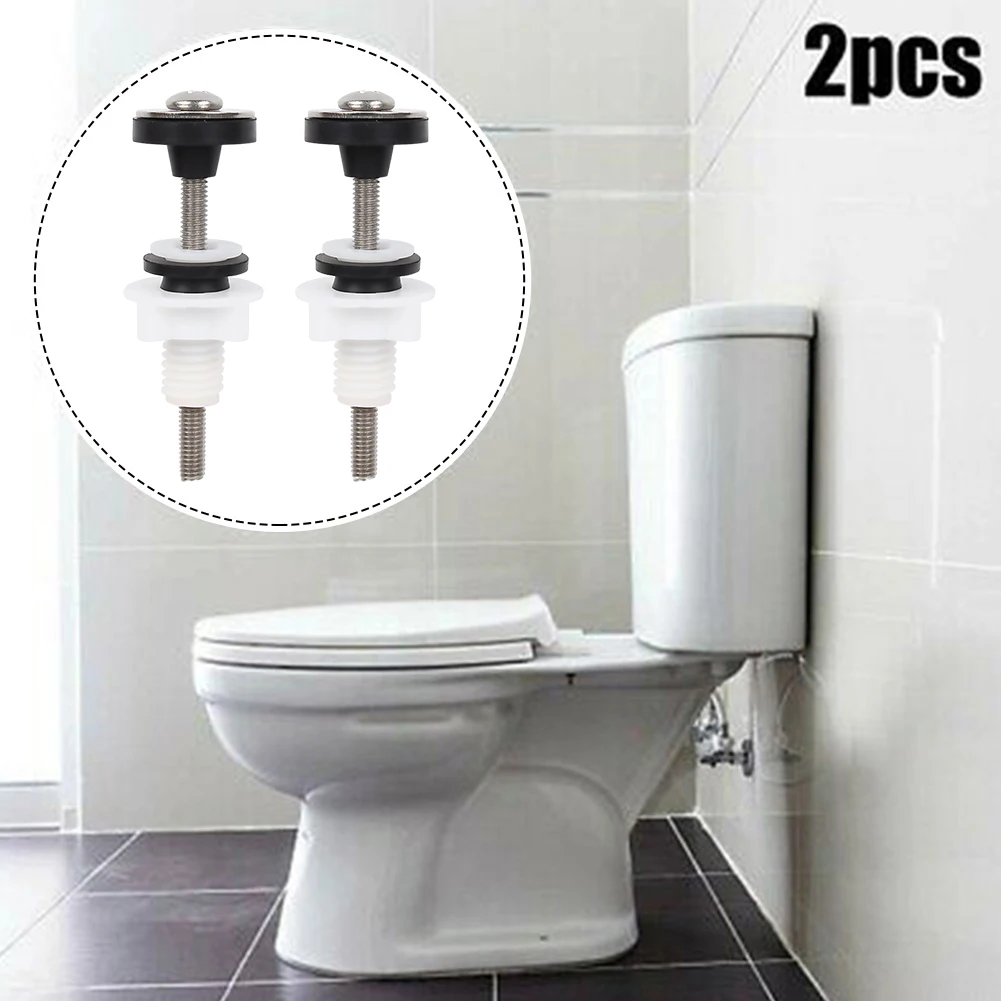 2PCS Stainless Steel&Rubber Toilet Tank Bolt Sealing Kit Close Coupling Bolts For WC Bathroom Easy Installation Silver