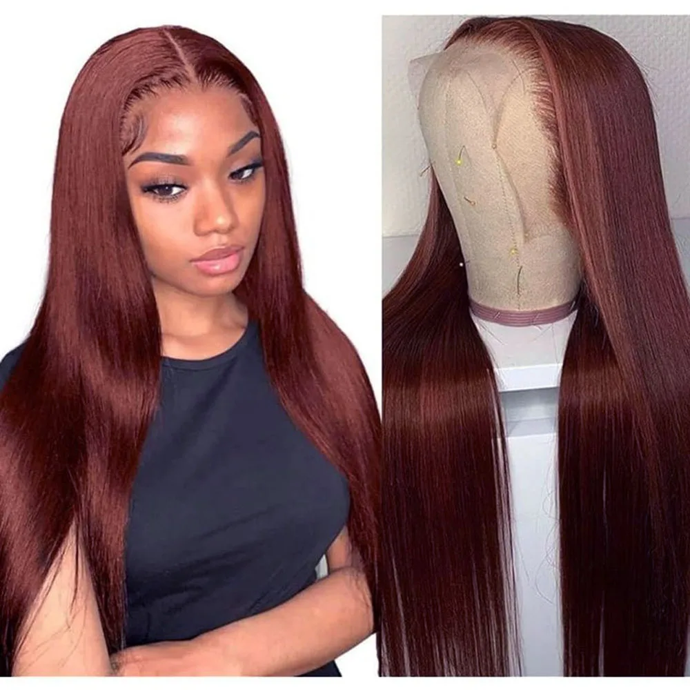 Women's 13x4 Free Part 24in Chestnut Brown Long Synthetic Lace Front Wig - Straight, Pre-Plucked Natural Hairline, Glueless Transparent Lace, Heat-Resistant Lightweight Fiber, Breathable Adjustable Cap, Ideal for Daily Wear & Cosplay