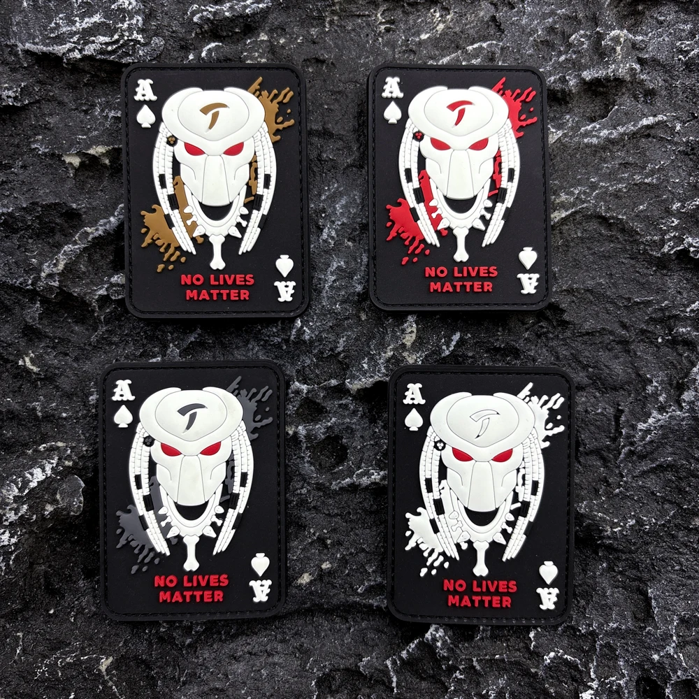 A Predator Pvc Patch Badge with Glow-In-The-Dark Effect, Velcro Backing with Hook and Loop Fastener, Suitable for Decorating Bags, Backpacks, Vests, and Clothing