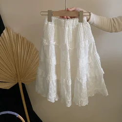 Children's Clothes Girls Skirts 2025 Spring Summer Korean Style New Kids Lace Cake Princess Skirt