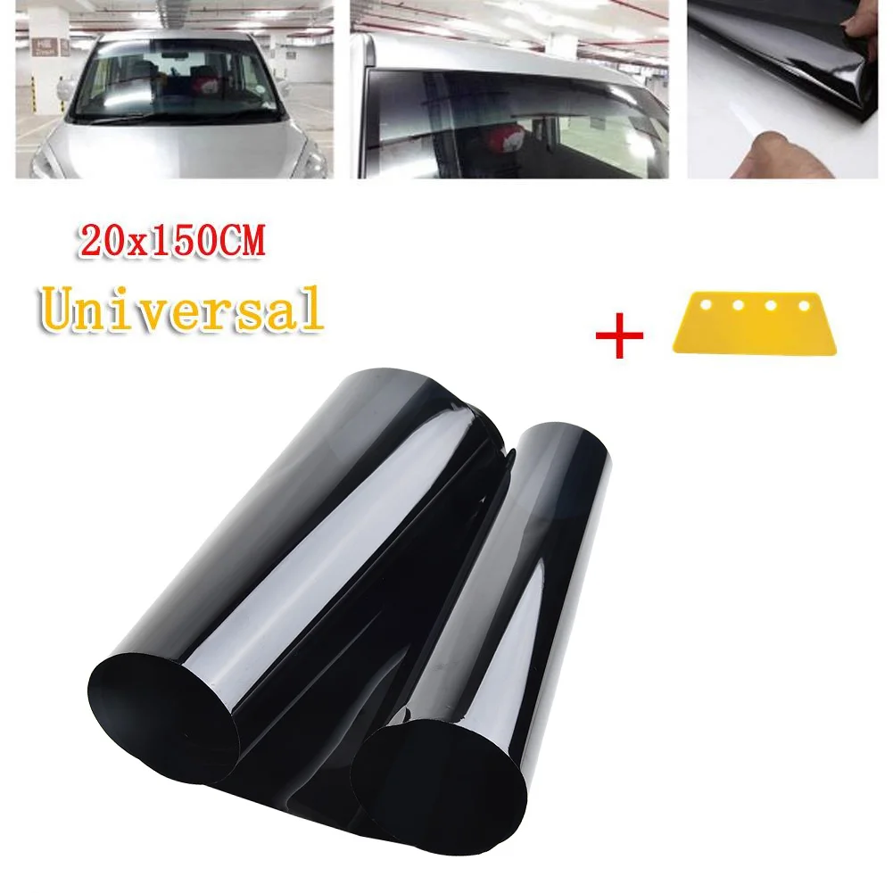 Cover Case Solar Film W Scraper Tint Film 1 Roll 20cm*150cm Anti-UV Water-Resistant Black Waterproof Car Windshield