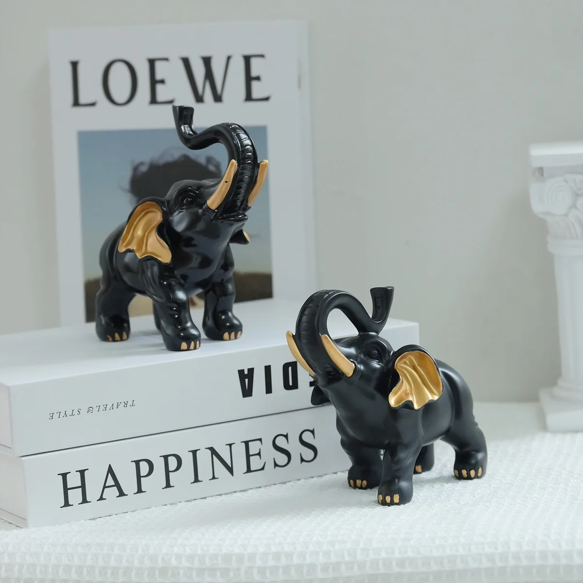 

Elephant Ornament Wall Art Shelf Decoration Decorated Elephant Gift Handmade Collector's Edition Wood Grain Elephant Figurines