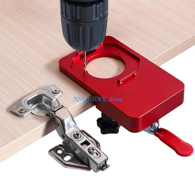 L8RC 35mm Concealed Hinge Jig, Aluminum Alloy Hinge Hole Drilling Jig Puncher Locator Woodworking Tool Drilling