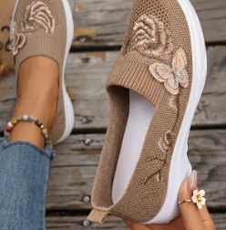Sneakers, 1set Summer Women's Mesh Surface Shoes Breathable Mom Shoes Ethnic-style Embroidered Butterfly