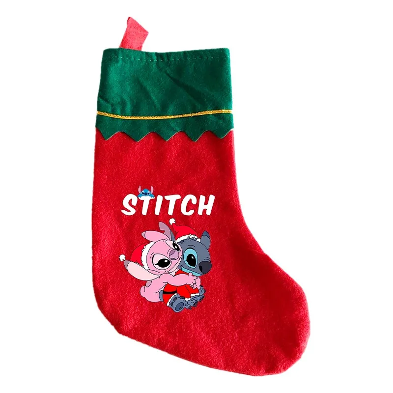 Disney Stitch decoraciones navideñas calcetines de Navidad Kawaii Anime decoración del hogar Navidad árbol colgante fiesta sorpresa festiva bolsa de regalo para niños