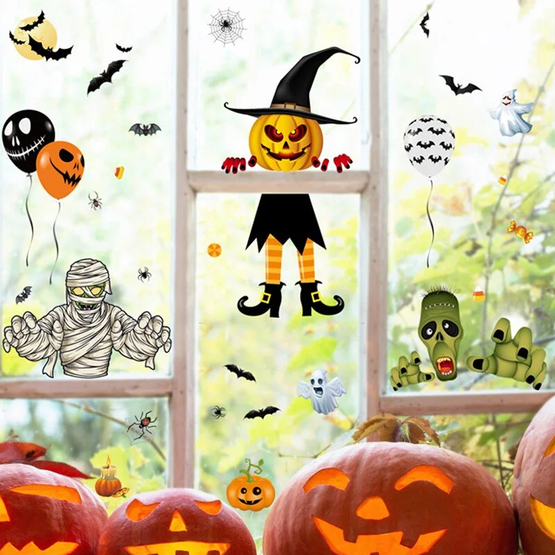 

Halloween Window Sticker Scary Glass Window Decal Double Sided Window Clings for Dress Up Adhesive Sticker Halloween Decoration