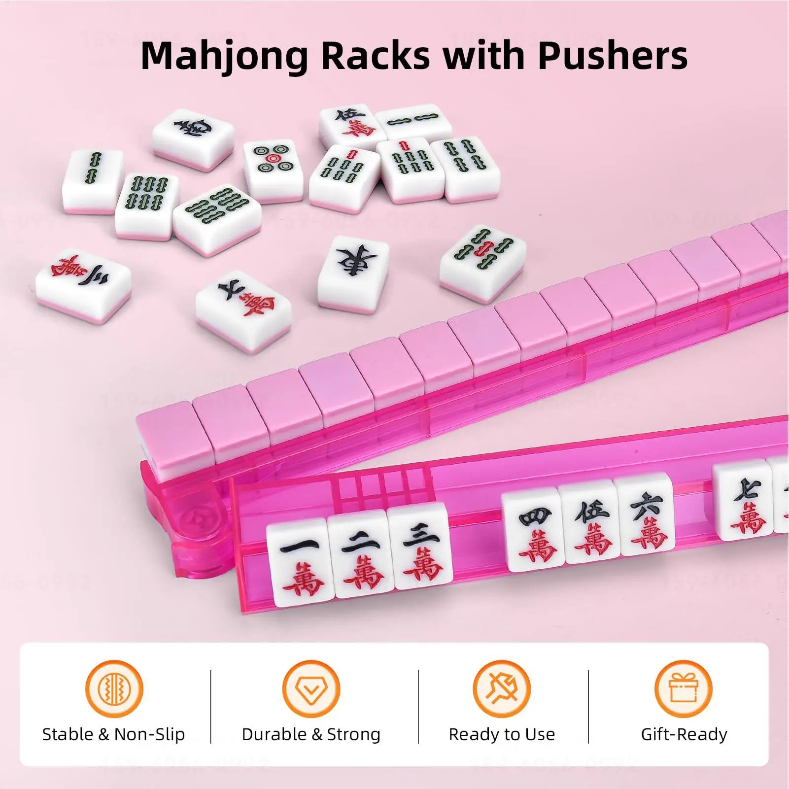 

Mahjong Tile Holder With Pusher Non-Slip Tray 4-Piece American Mahjong Tile Racks For Player Adults Beginners Home Travel Daily