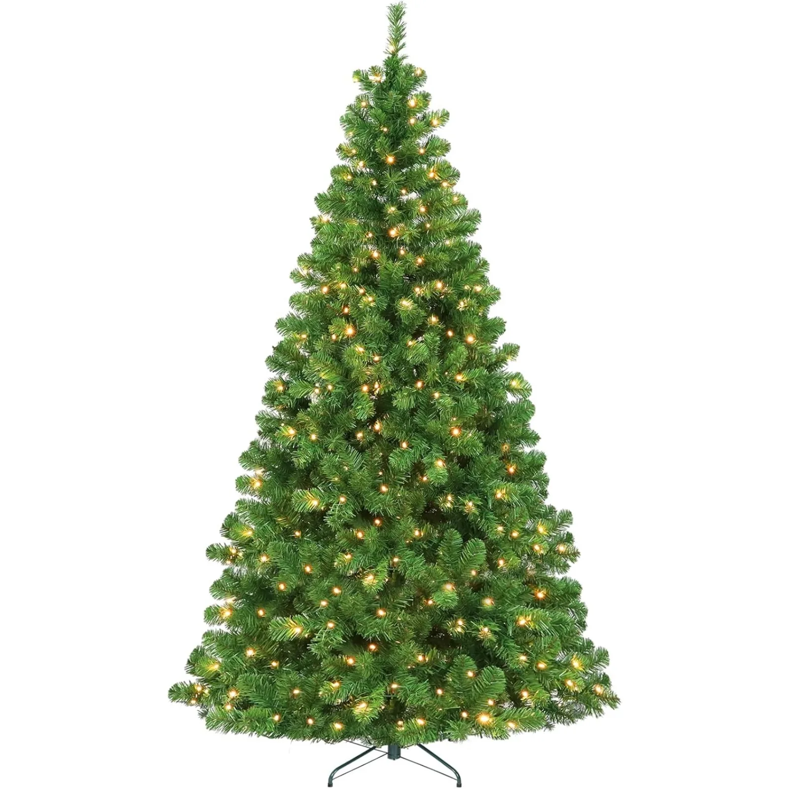 US 6 ft Prelit Artificial Christmas Tree, 551 PVC Branch Tips, 300 Warm White LED Lights, Easy Assembly with Metal Stan