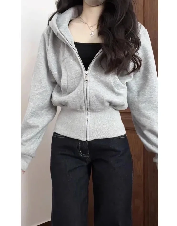 

Толстовка с капюшоном для женщин, ранняя осень, облегающий топ с завязкой на талии, американская осенняя одежда небольшого размера