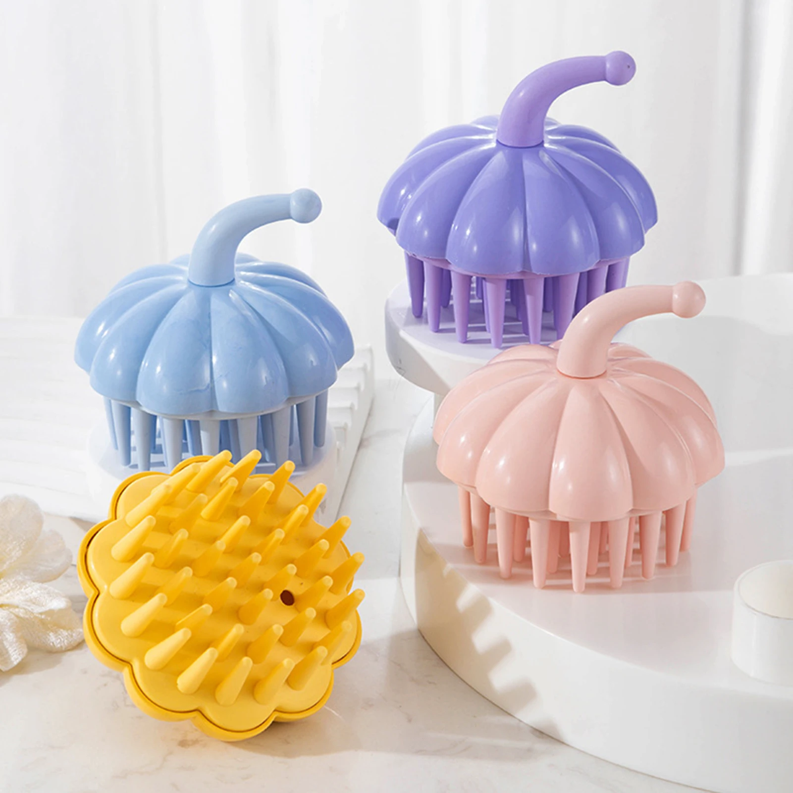 Tragbare Massage Haar Kamm Weiche Silikon Kopfhaut Massage Beruhigende Kamm Kreative Kürbis Geformt Tasche Kamm Friseur Zubehör