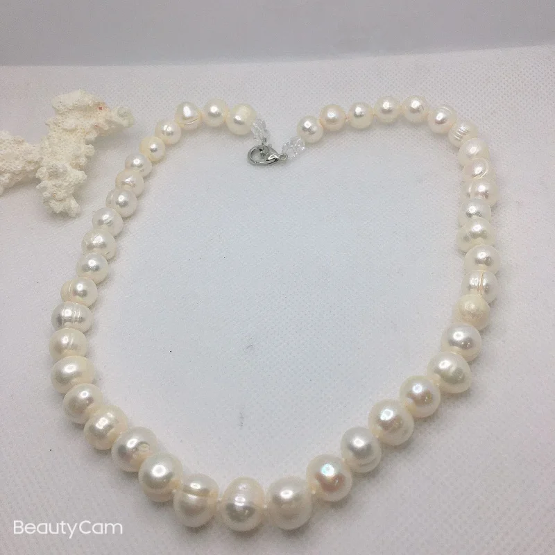 10-11mm near-round ribbed-grade freshwater pearl necklace Mother's Day