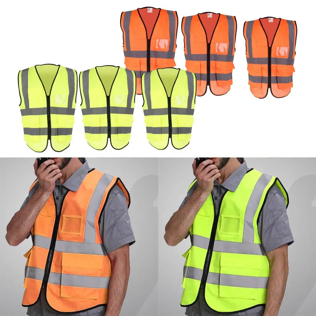 Reflective Night Security Waistcoat Jacket Fluorescent Yellow and Orange