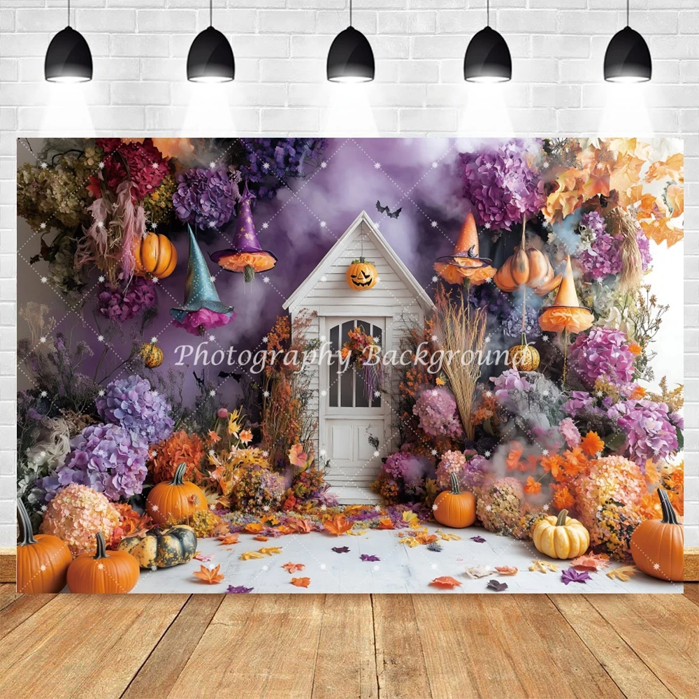 Halloween Backdrops Bat Pumpkin Evening House Kids Birthday Party Decoration Trick Or Treat Photography Kid Festival Backgrounds