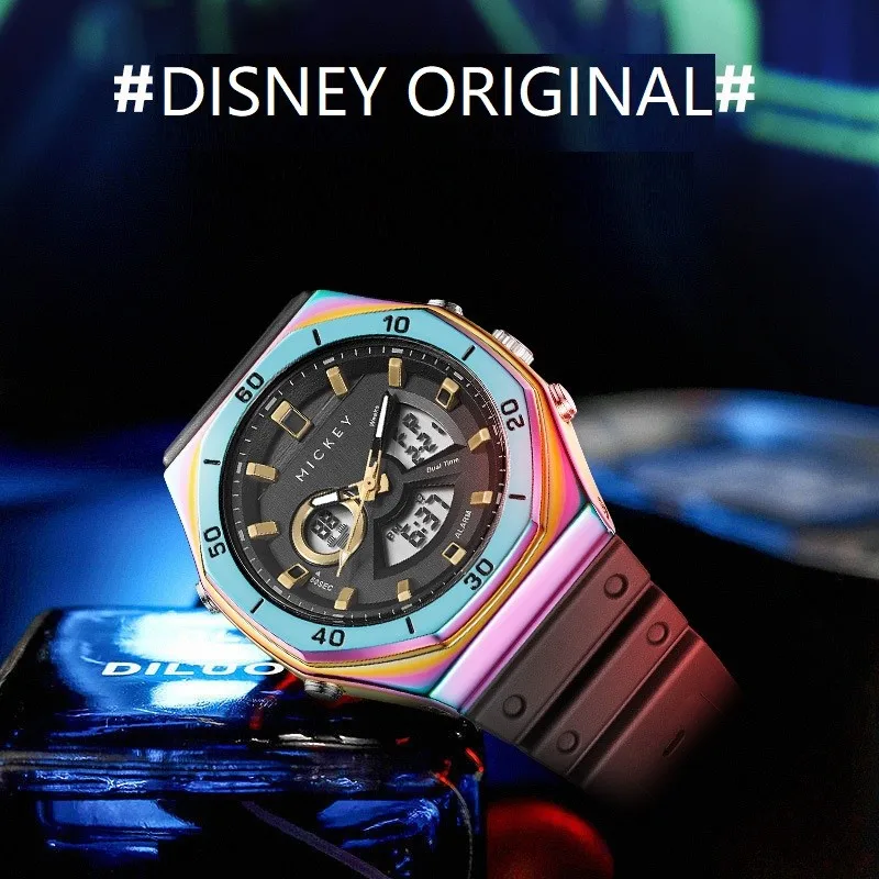 Disney For Mens Watch Mickey Mouse Large Dual Display Chronograph Alarm Clock Quartz Digital Sport Wristwatch Relogio Masculino