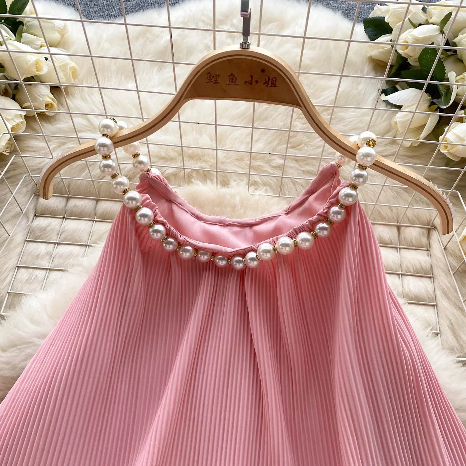 Chic Off Shoulder Ruffle Pleated Sleeveless Halter Top Elegant Sexy Korean Vacation  Summer Women Vestidos