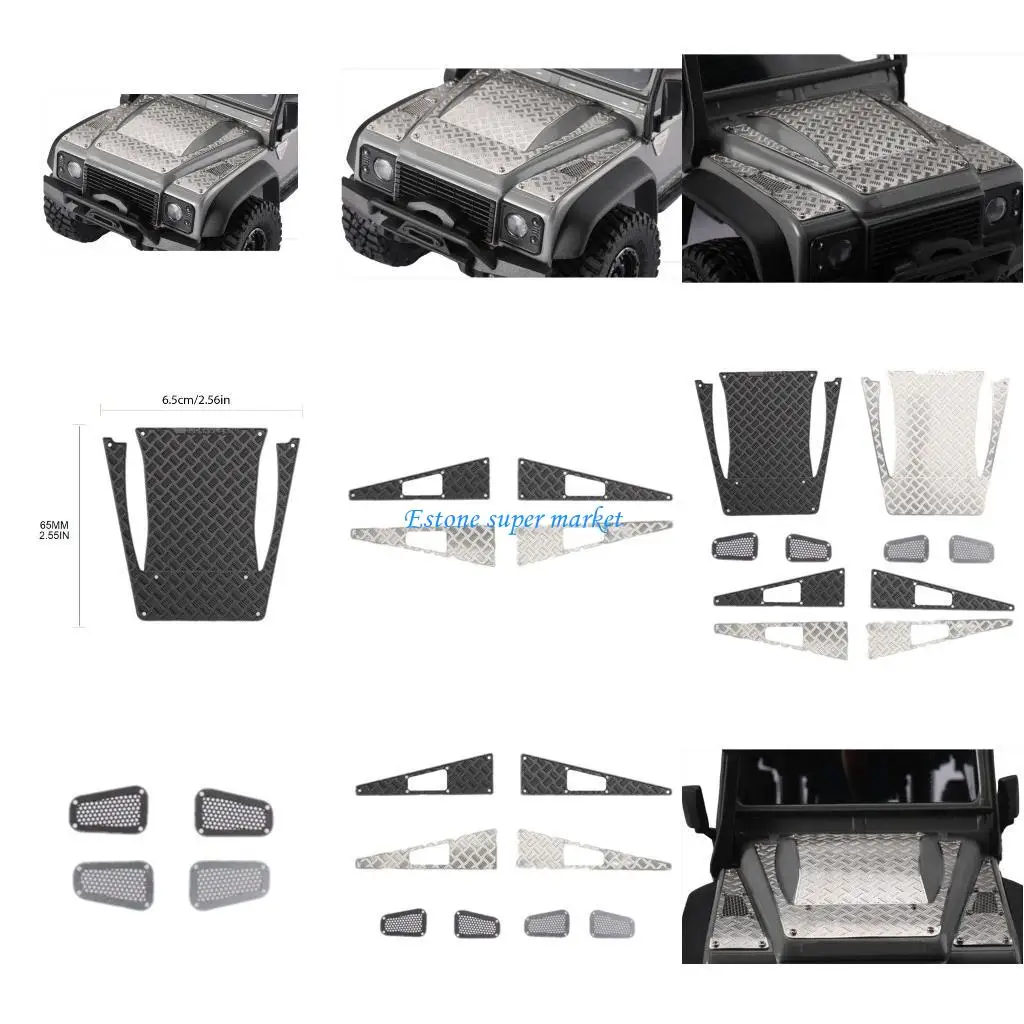 

090B RC Car TRX4-M Defender Hood Sticker Car Bonnet Plate Vent Cover Accessories