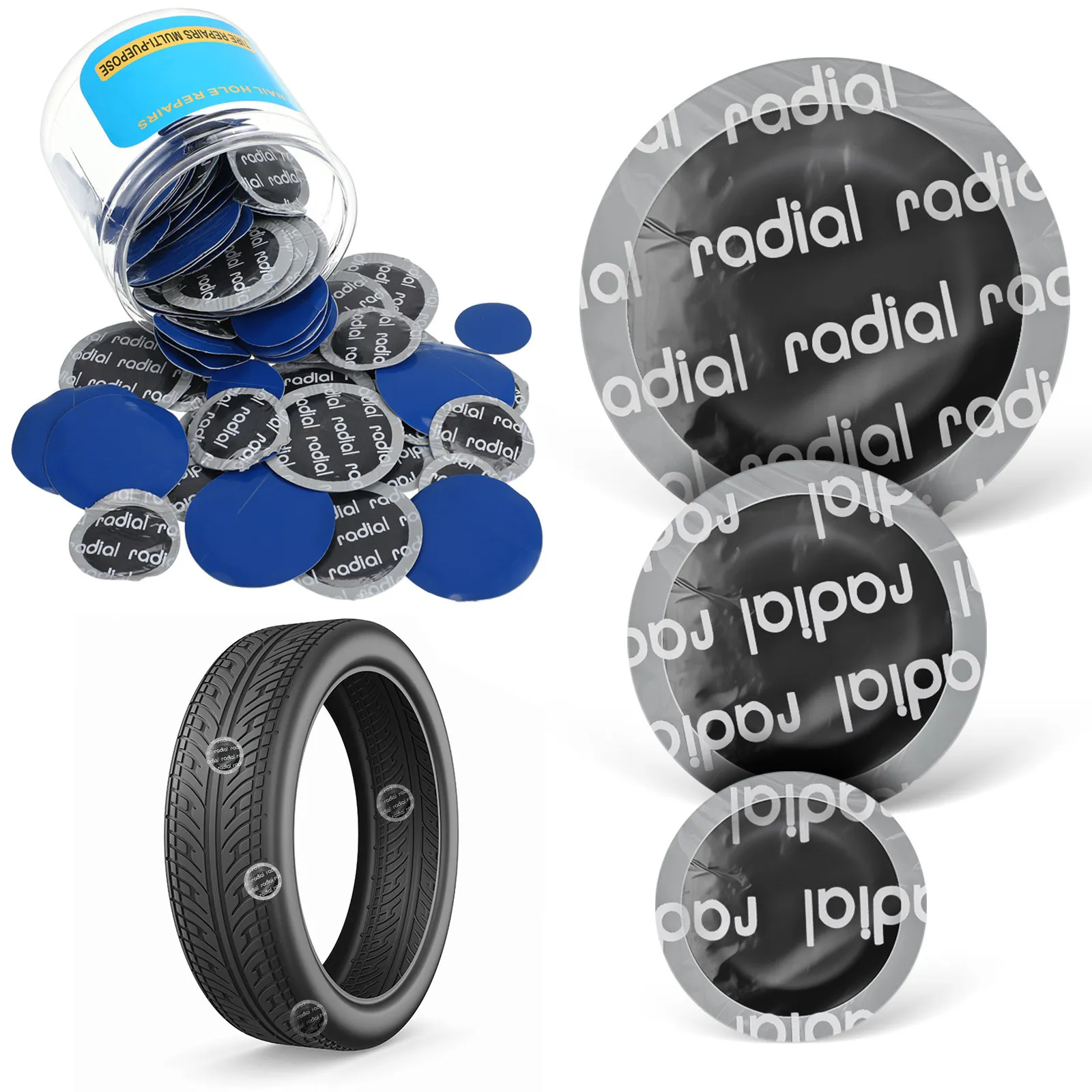 

90 Pcs Patches for Car Tires Bicycle Repair Kit Inner Tube Heavy Duty Bike Puncture