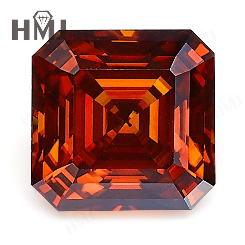 Garnet Asscher Cut 0.5-5CT Moissanite Stone GRA Certificate VVS1 Pass Diamond Tester Gemstone Charms Jewelry Making Materials