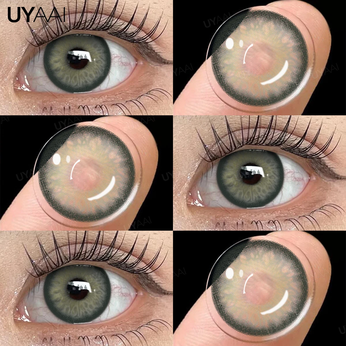 UYAAI 1 Paar farbige Kontaktlinsen, Make-up, blaue Schüler, natürliche braune Linsen, hochwertige grüne Farbe, Augenlinse, kosmetische Farbe – Detail 7