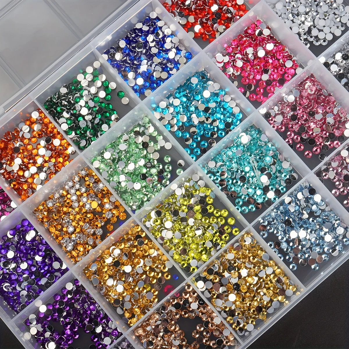 15000個のフラットバックネイルストーン、工芸品やネイルアートに最適、24色、3mm非熱融着プラスチック合成宝石