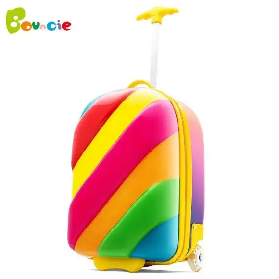 Rolling Suitcase for girls Rainbow 2 Wheels Soft Suitcase Trolley Bag 16 Inch Kids Suitcase Travel Trolley Bags Luggage Suitcase